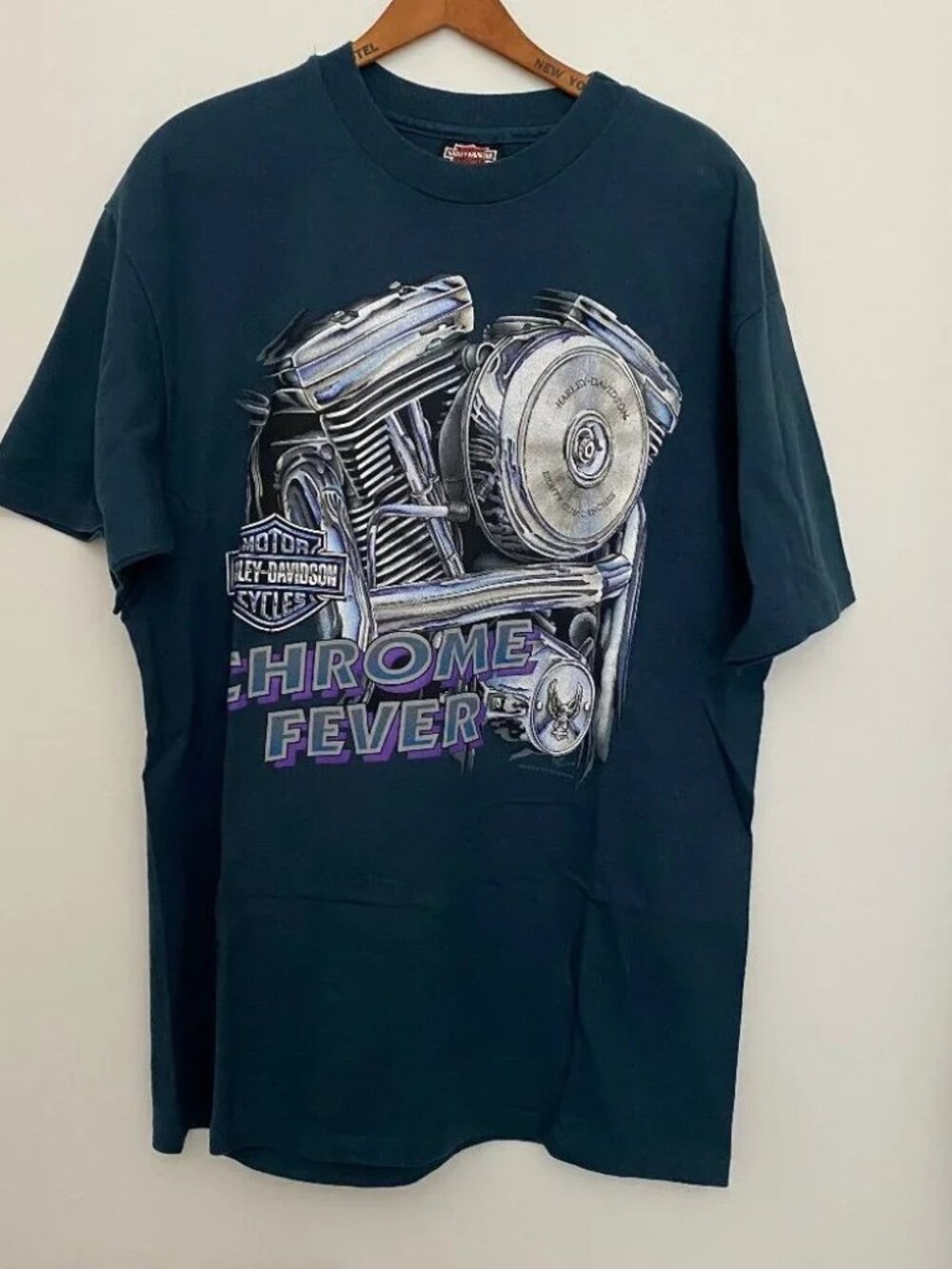 vintage 1994 harley davidson chrome fever double sided t-shirt size large